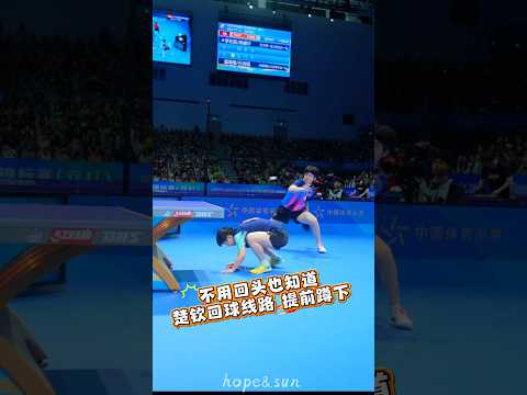 莎头的绝对默契 小莎不用回头也知道头头回球线路 头头回球刚好越过蹲下的小莎 #孙颖莎 #王楚钦 #国球乒乓 #莎头