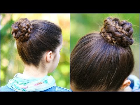 Quick & Easy BRAIDED BUN for School! ★ 2 minute...
