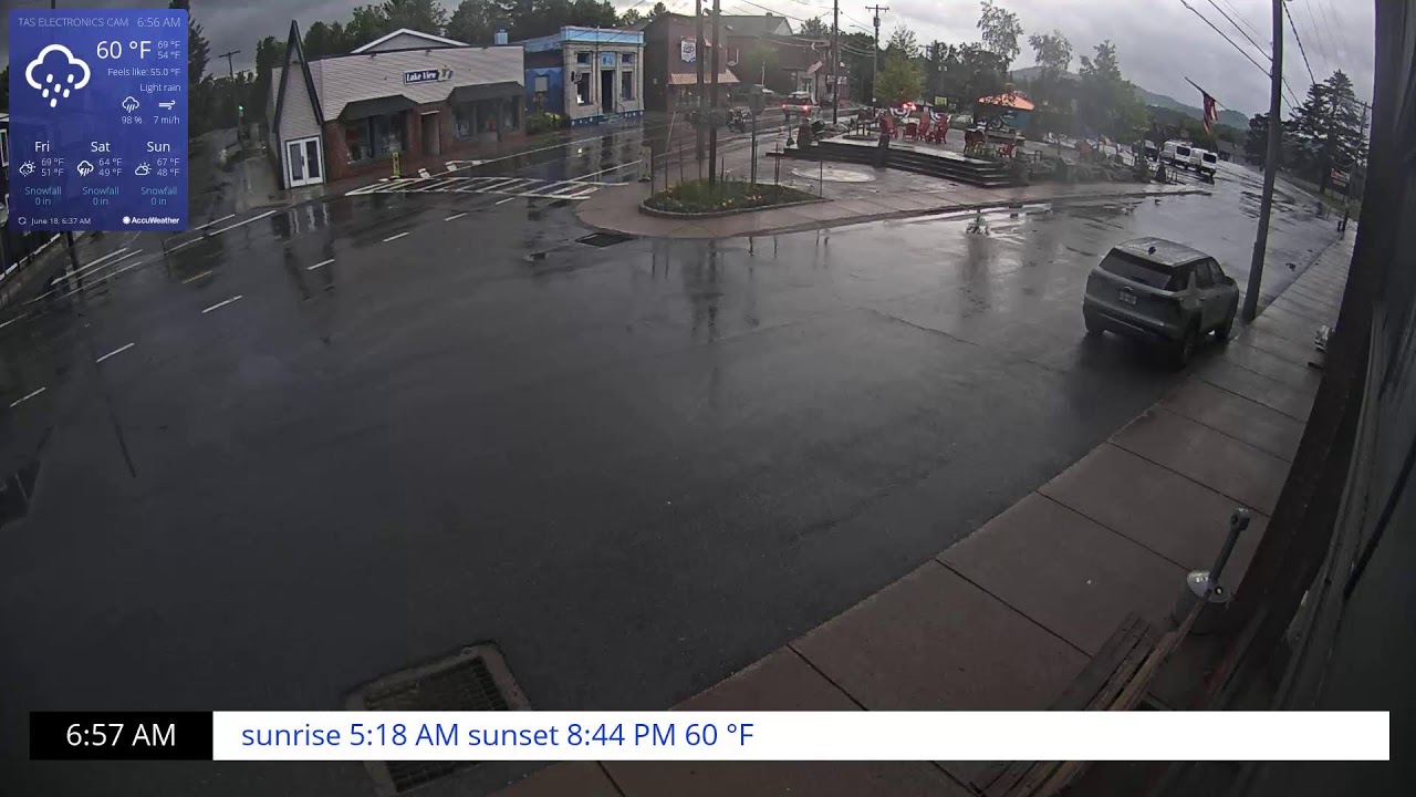 Live webcam view of Old Forge Main Street Corner