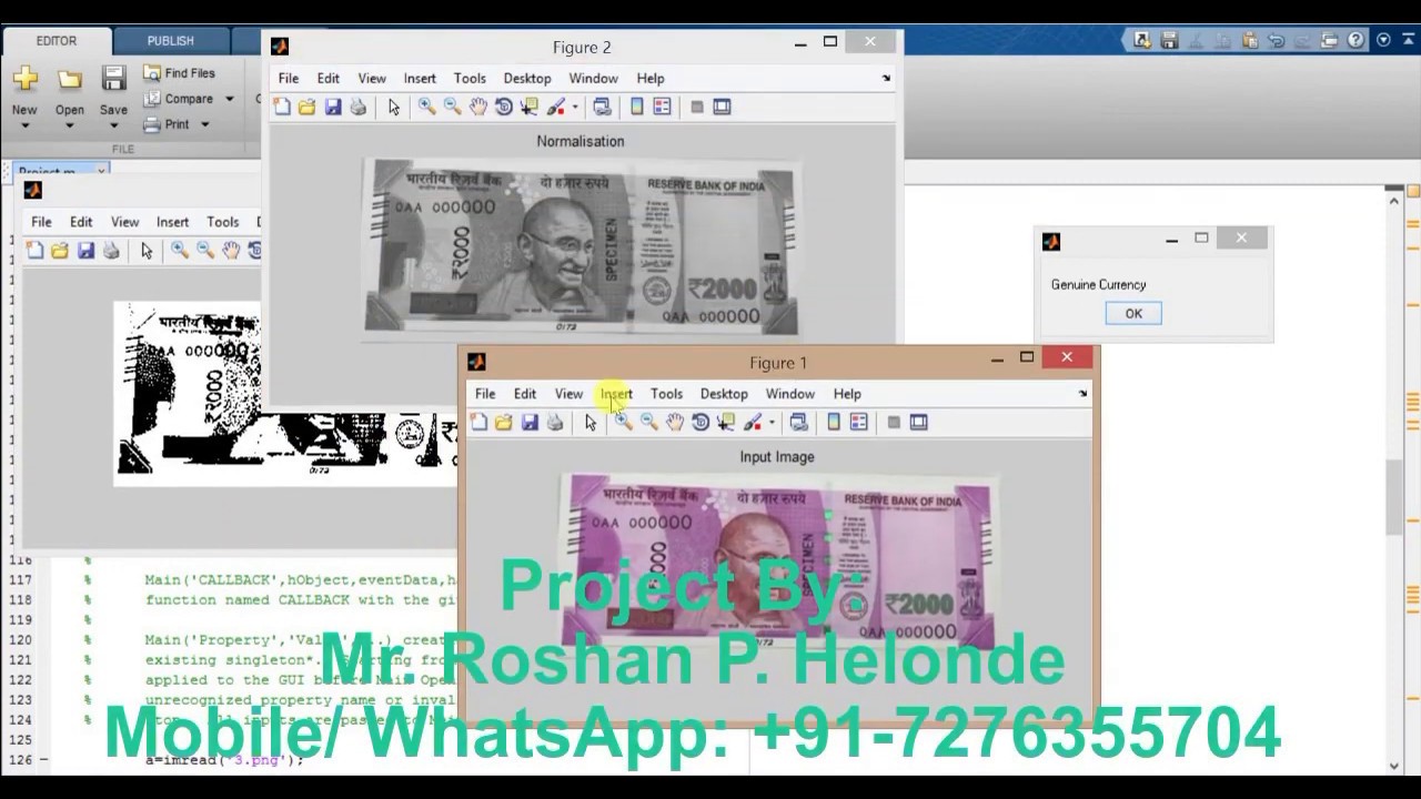 Fake Currency Detection using Image Processing matlab code