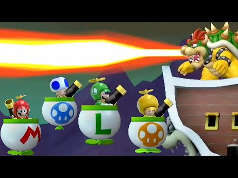 Newer Super Mario Bros. Wii – All Bosses 4 Players