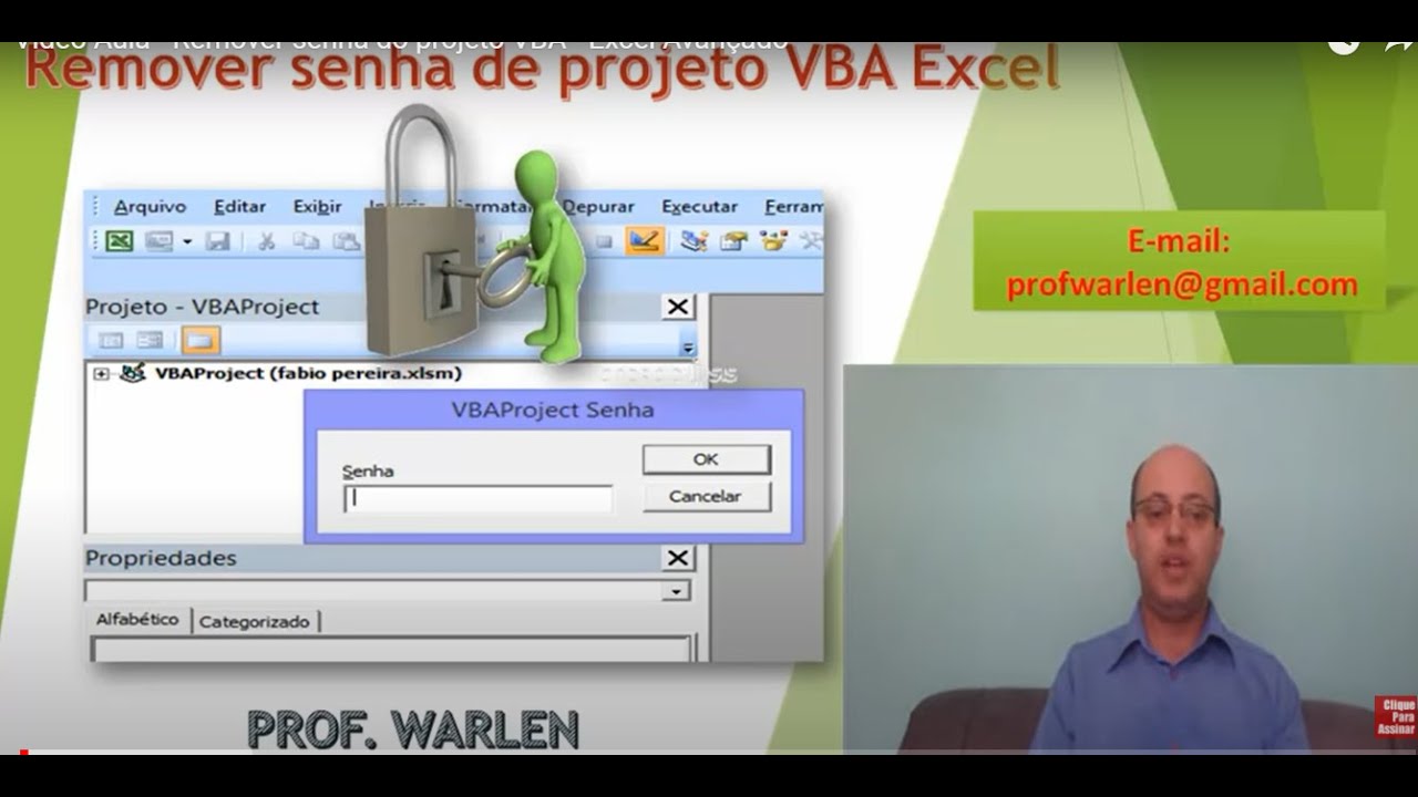 Vídeo Aula   Remover senha do projeto VBA   Excel Avançado - Ano 2022