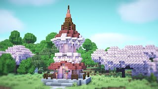 サクラを使った拠点になる塔の作り方 / チュートリアル【おしゃれファンタジー建築】[Minecraft Tutorial] Small Cherrytower / How To Build【マイクラ】