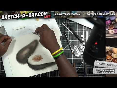 How to draw an avocado with pastels, pencil and markers
