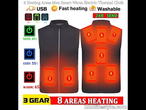 8 Heating Areas Men Smart Warm Electric Thermal Cloth