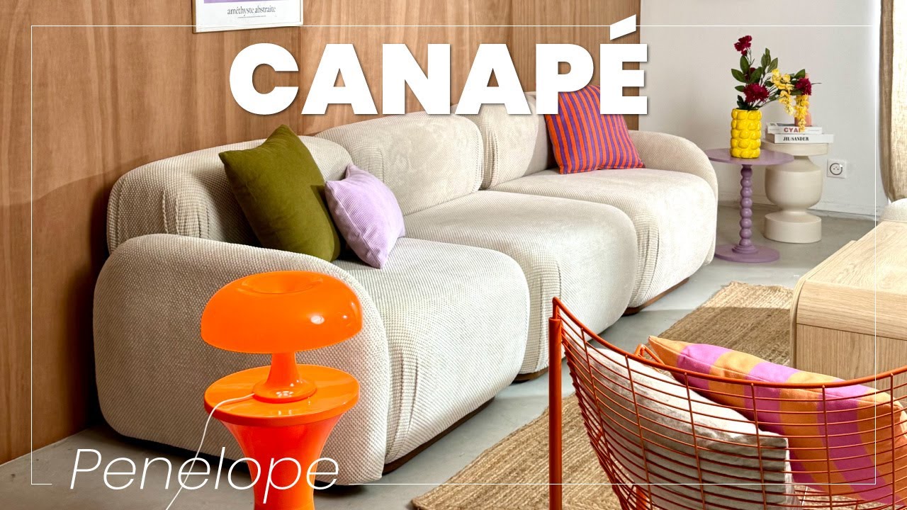 Thumbnail video of the produit Penelope - canapé droit modulable 3 places en velours texturé