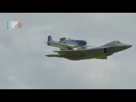 P-51 Mustang and F-22 Raptor Heritage Flypast