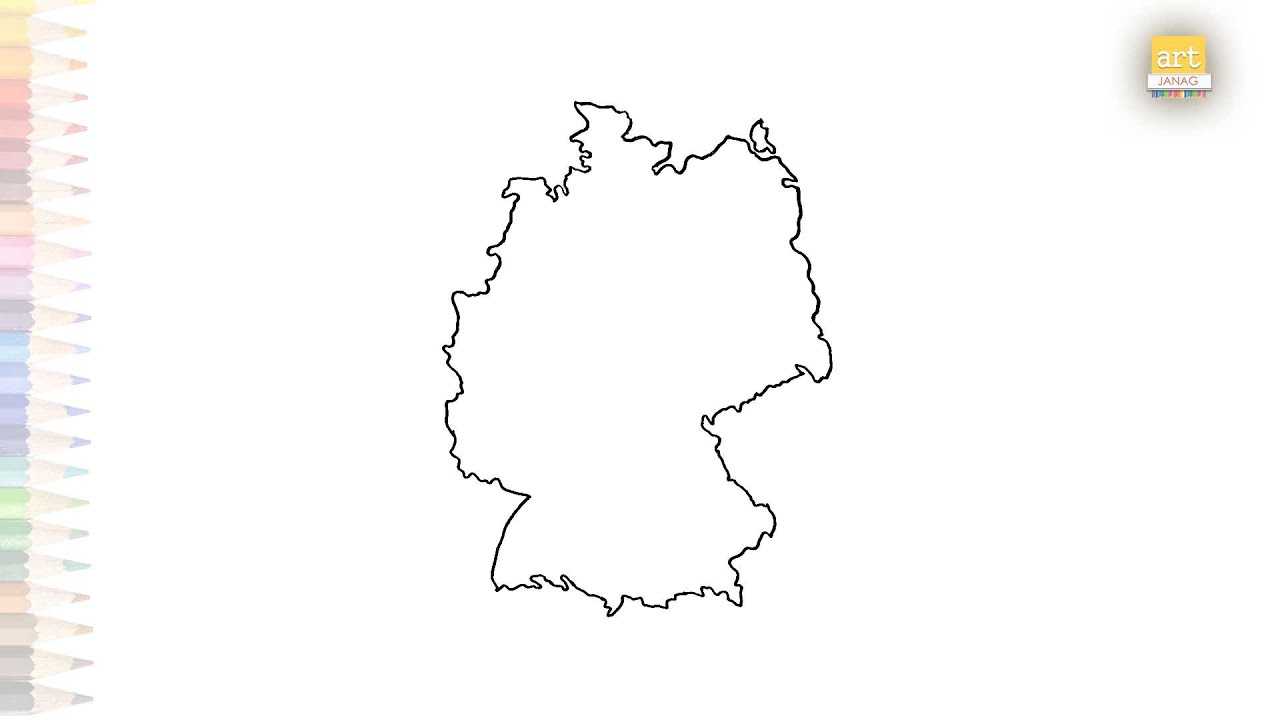 Germany Map drawing easy | Outline drawings | How to draw Germany Map step by step | #artjanag