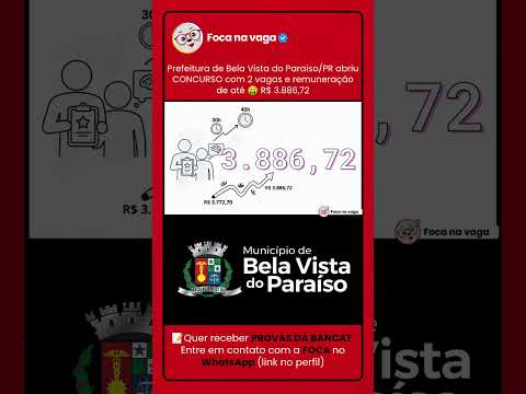 CONCURSO PÚBLICO DA PREFEITURA DE BELA VISTA DO PARAÍSO/PR: EDITAL PUBLICADO NO NORTE PARANAENSE!