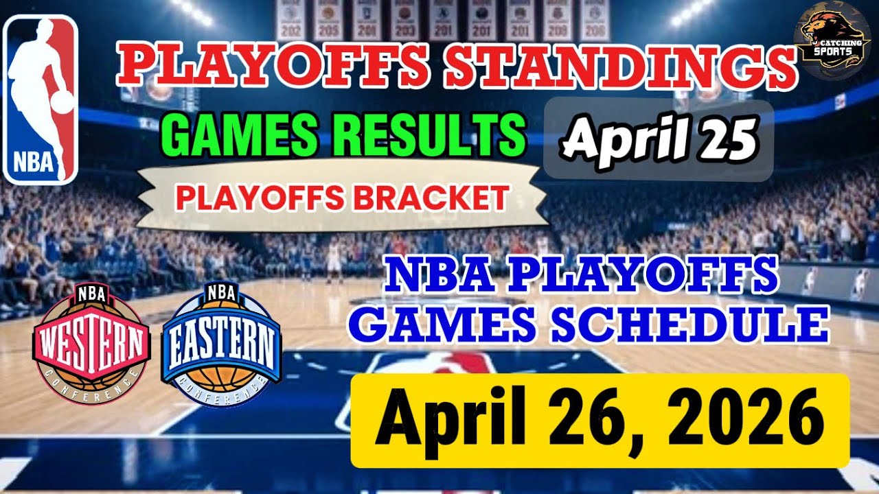 NBA STANDINGS PLAYOFFS APRIL 25 | NBA GAMES SCHEDULE APRIL 26, 2026 | NBA PLAYOFFS BRACKET 2026