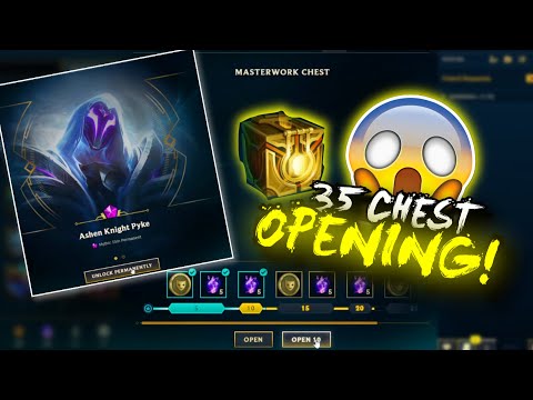 Opening 35 Masterwork chest for Ashen Knight Pyke skin - League of Legends