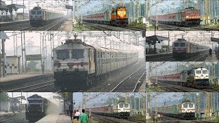 preview picture of video 'Isolated ICF Suryanagari Express...Surrounded by Bunch of 8 LHB Superfast Trains'