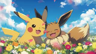 Pikachu & Eevee Flower Field Lofi🌼 Cozy Pokémon Ambience for Study, Relax & Sleep