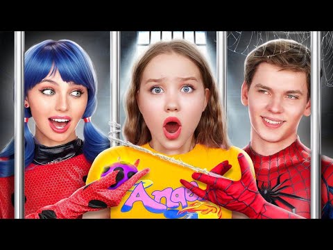 Ladybug and Spider-Man in Jail! Superheroes in Real Life