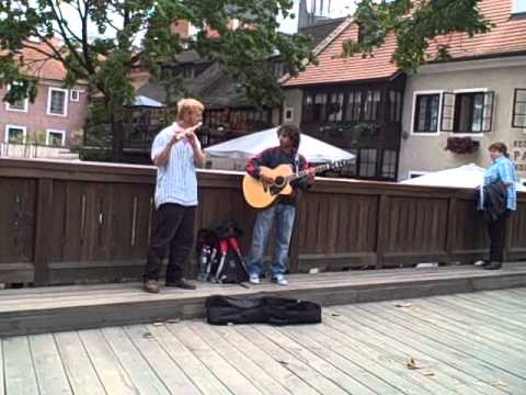 Cesky Krumlov Czech Republic 8-28-2010 street musicians