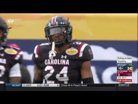 2018 Outback Bowl USC vs Michigan - DJ Smith Ejected for Targeting