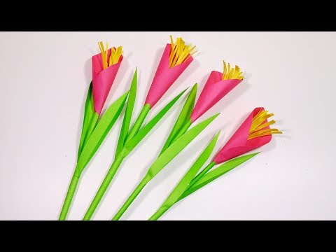 How to make DIY calla lily flowers with color paper| Easy origami flowers| Jarine's Crafty Creation Video