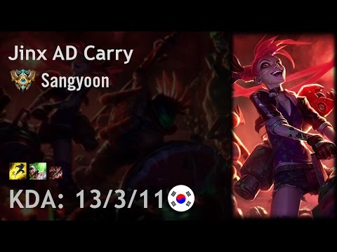 Jinx AD Carry vs Lucian - Sangyoon - KR Challenger Patch 6.20
