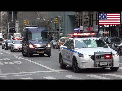 NYPD Counter Terrorism police convoy patrolling - Hercules Team