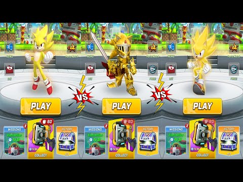 Sonic Forces - Yellow Runners: Both Super Sonic vs Excalibur - All 64 Characters Unlocked Gameplay