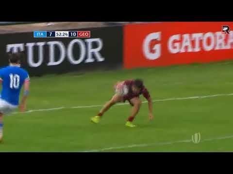 mishiko alania highlights  Georgia - Italy  17-29 ( IRB U20 World Championship )