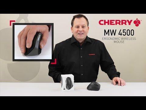 „Cherry MW 4500“ ergonomiška bevielė vertikali pelė kairiarankiams, 6 mygtukai, juoda JW-4550 / MS-187-L video