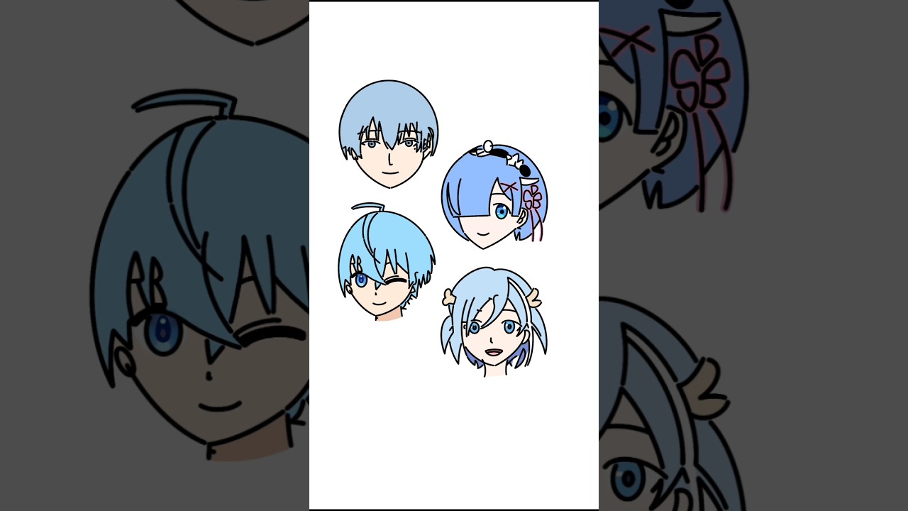 水色のキャラクターたちをアルファベットだけで描いてみた！ #shorts #イラスト #アニメ #art