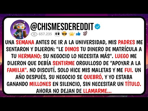 One week before going to college, my parents sat me down and said, "We gave your money from..."