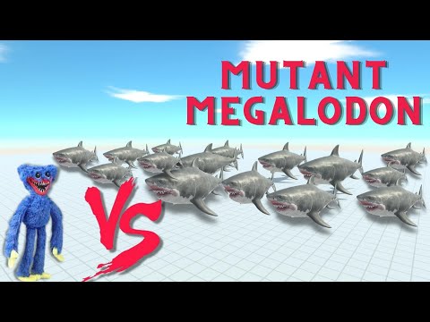 1000 Mutant megalodon VS Huggy Wuggy Poppy Playtime | Animal Revolt Battle Simulator