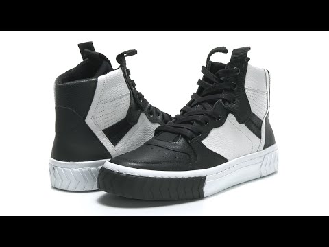 Karl Lagerfeld Paris Leather High-Top Sneaker On Two-Tone Sole SKU:9644678