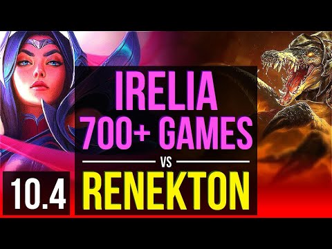 IRELIA vs RENEKTON (TOP) | 700+ games, 2 early solo kills | Korea Diamond | v10.4