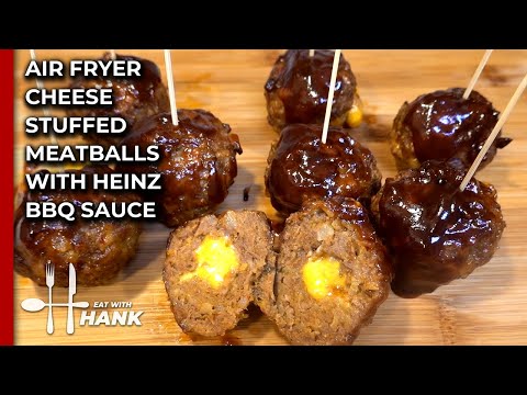 Air Fryer Cheese Stuffed Meatballs With BBQ Sauce