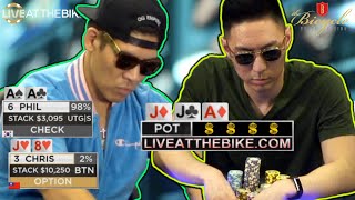 Cooler Flop Leads to Massive Pot ♠ Live at the Bike!