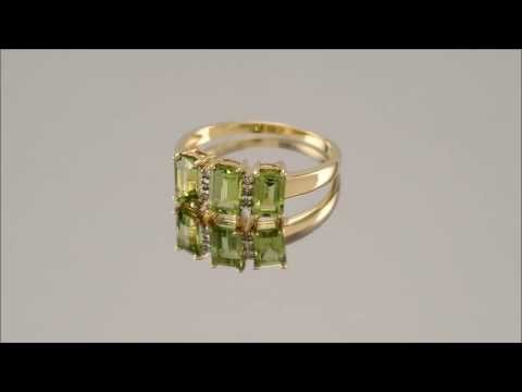 9ct Gold Diamond And Peridot Ring - D8231