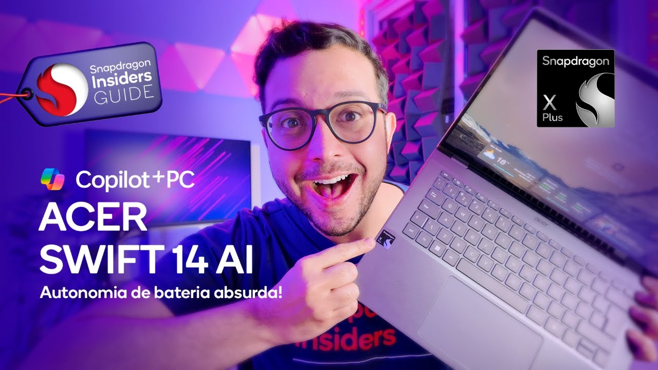 Miniatura da avaliação em vídeo de Notebook Acer Swift 14 AI SF14-11T-X0WB Qualcomm Snapdragon X Plus 14.5 Pol 32GB RAM 512GB SSD