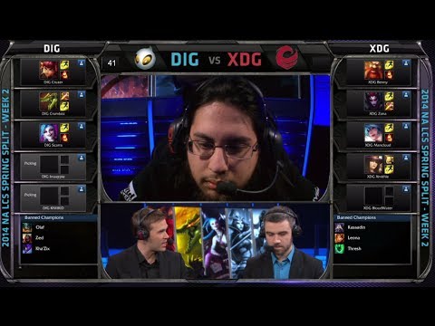 Dignitas vs XDG | 2014 NA LCS Spring split S4 W2D1 G1 | XDG vs Dignitas | DIG vs XDG full game HD