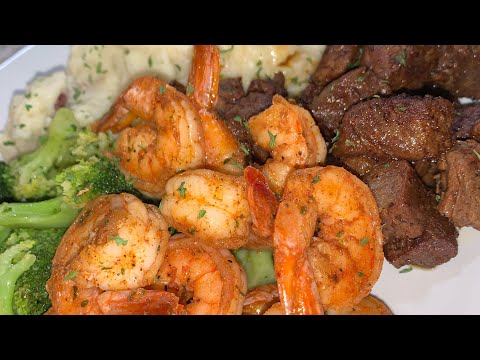 Steak shrimp & mashed potatoes | Dinner | cook with me