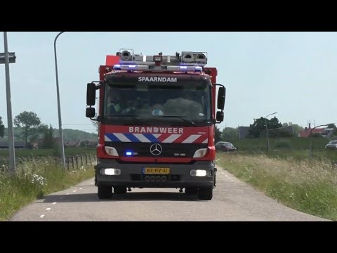 Hulpdiensten rukken uit voor een voertuig te water op de Westlaan in Velserbroek
