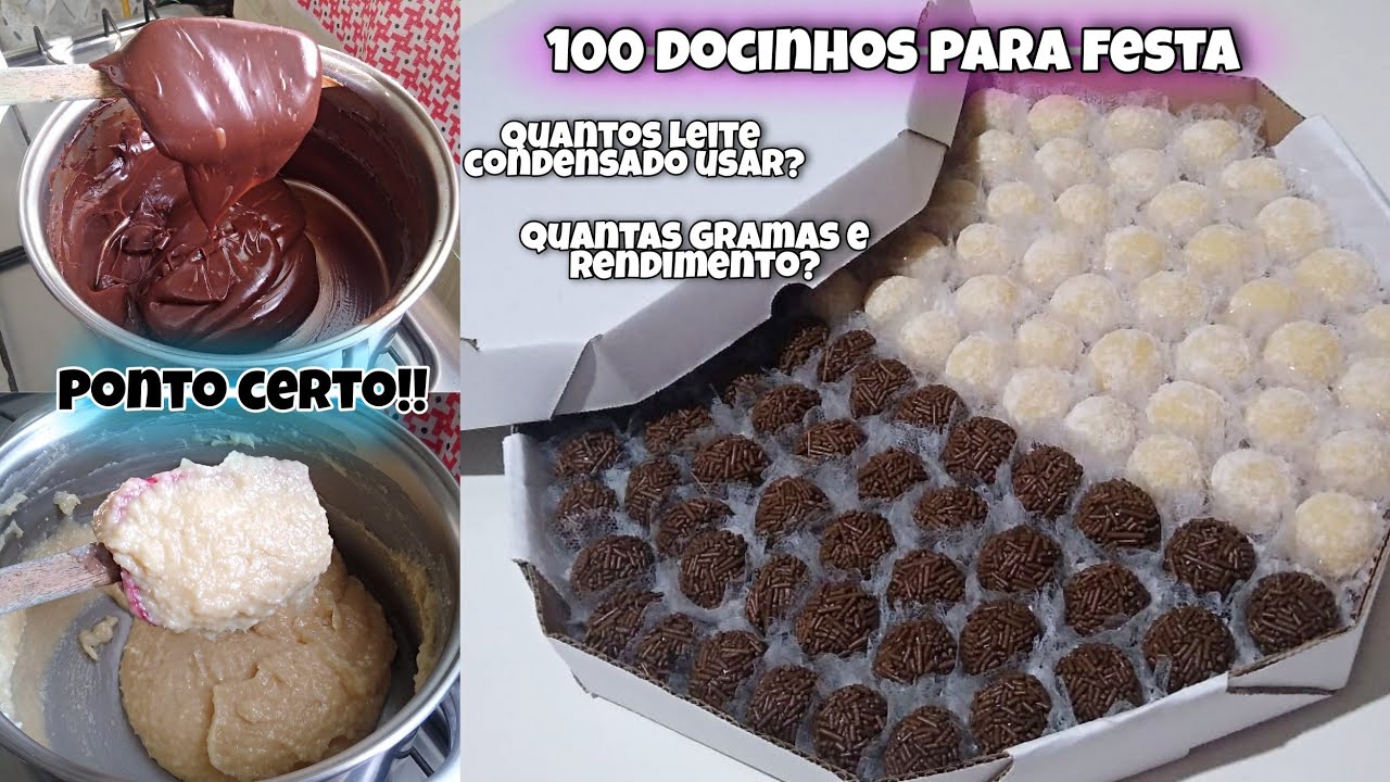 Como fazer 100 docinhos de festa | Brigadeiro e Beijinho fácil e lucrativo | Passo a passo completo.