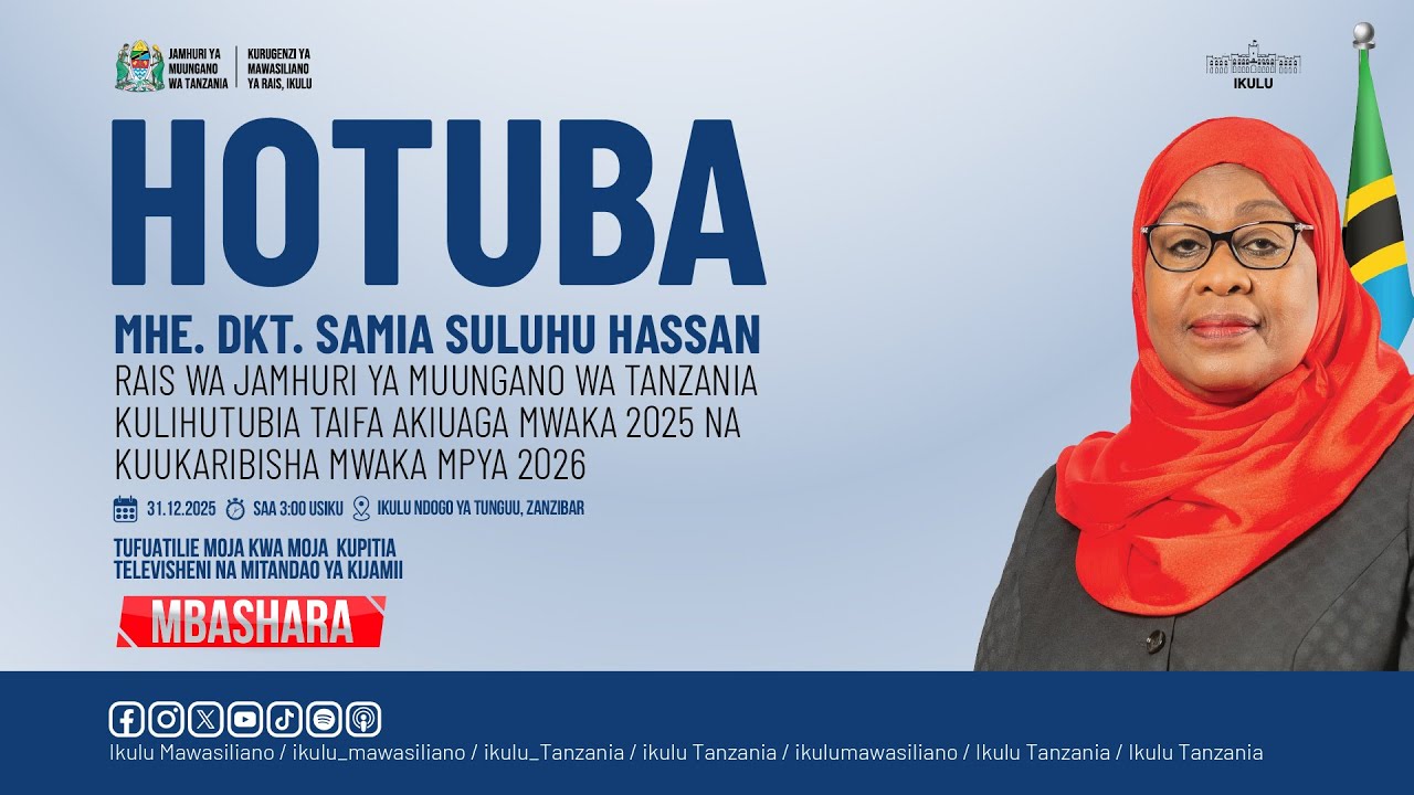 President Dr. Samia addressing the nation, end of year 2025 greetings