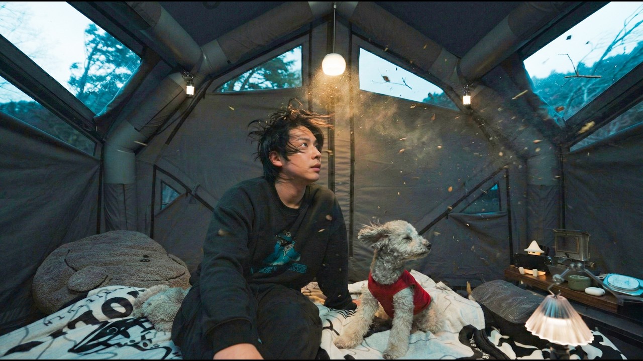 🐶【強風の湖畔】愛犬とソロキャンプ。風が強くてもテントの中は最高でした。【coody YUSTONA】