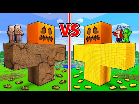 JJ and Mikey vs Villagers: GIANT GOLEM BATTLE in Minecraft - Maizen