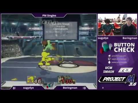 sugydye (Game & Watch) vs Boringman (Mario)  - Button Check #6 - Project M - Singles