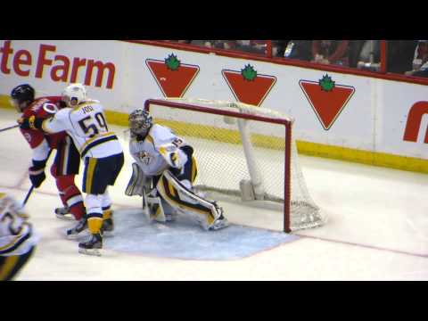 Pekka Rinne in action during the Predators @ Senators hockey game
