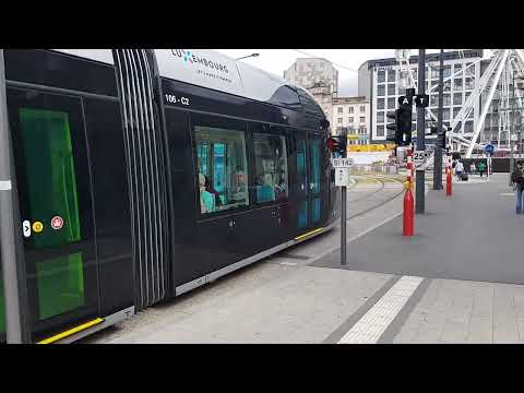 CFL Lux Tram 106 Departing Luxembourg Station on 24/06/22