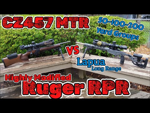 CZ457 MTR vs Heavily Modified Ruger RPR 50-100-200 yard groups shot with Lapua Long Range