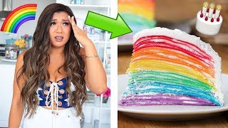 I Tried Buzzfeed's Viral Rainbow Crepe Cake