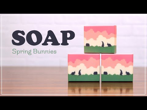 Spring Bunnies ~ Making Cold Process Soap  with the Sculpted Layers Technique ~ Retro Pink Clouds