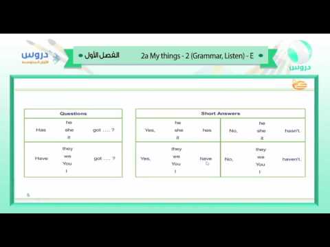 الأول المتوسط | الفصل الدراسي الأول 1438 | الإنجليزية |(2a My thing -2 (grammar,listen