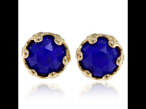 Cercei Stud Aur Galben 14k Lapis Lazuli  Natural Colectia Miniature Royals - Profunzime si Rafinament